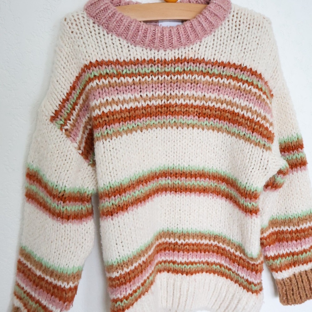 Striped Multicolor Oversized Toddler Knit Sweater